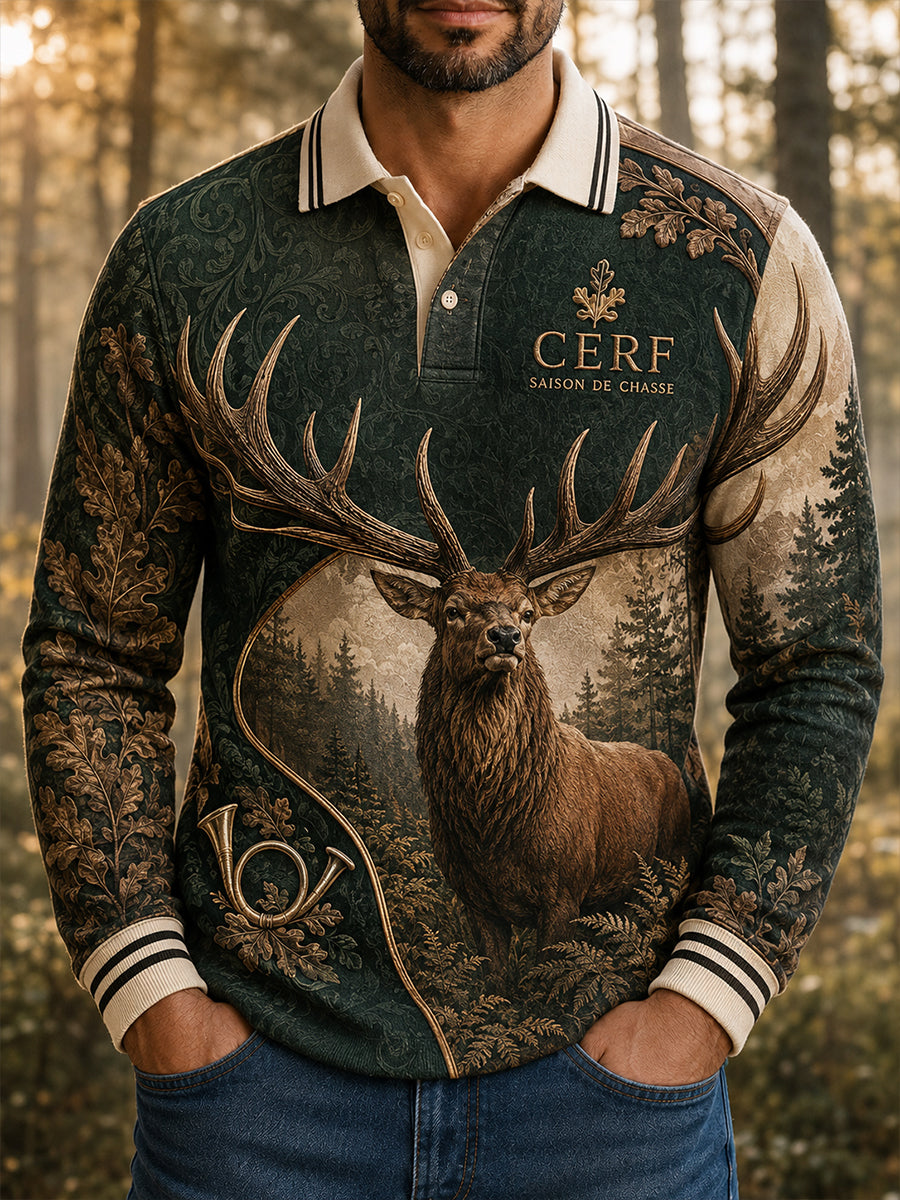 Chemise à manches longues pour la saison de chasse française, modèle homme