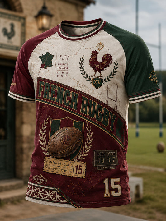 Chemise à manches courtes de culture rugbystique française pour hommes