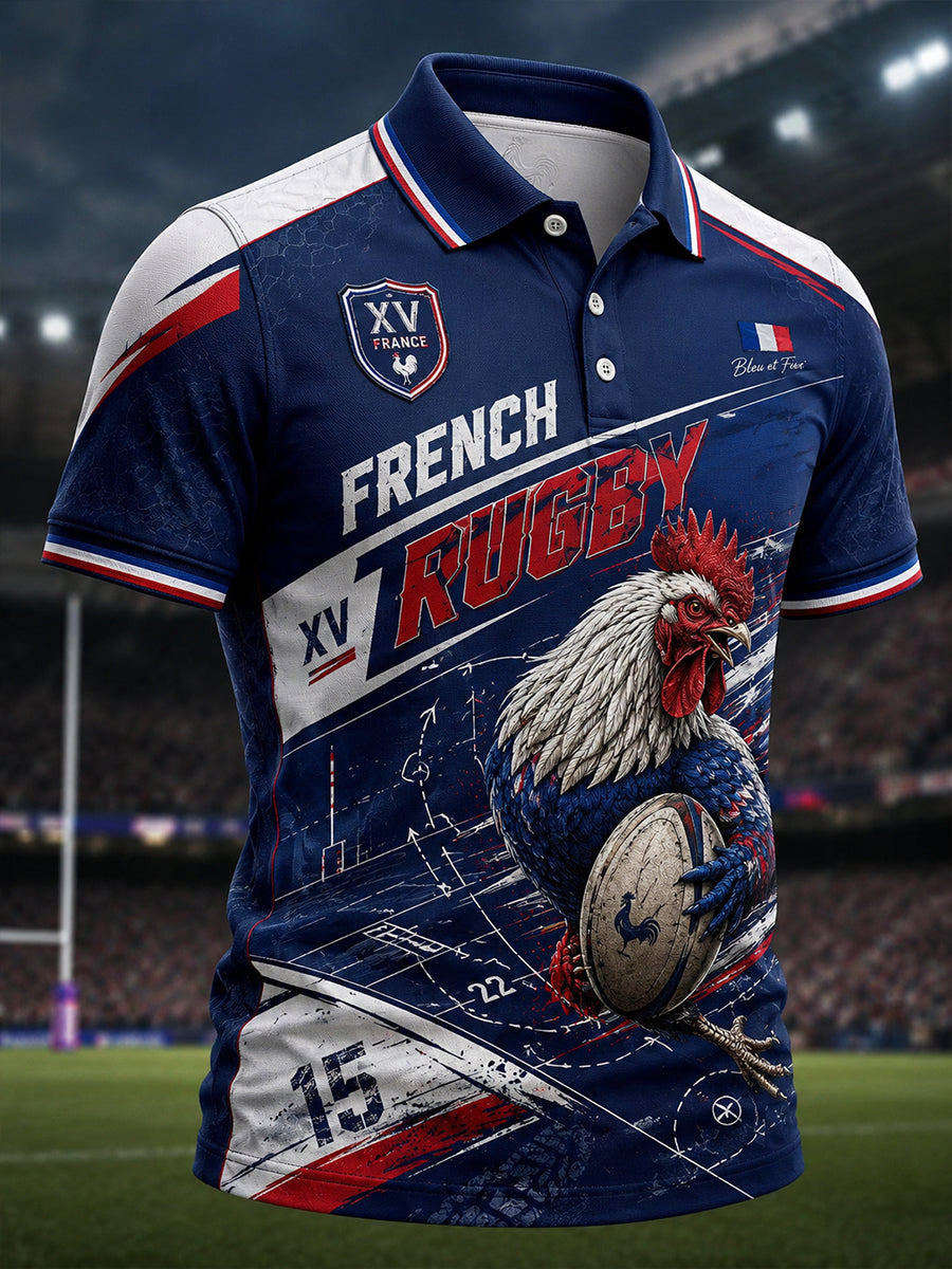 Chemise à manches courtes de culture rugbystique française pour hommes
