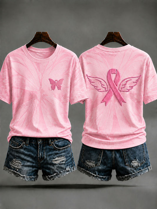 T-shirt prévention du cancer du sein pour femmes à imprimé animalier