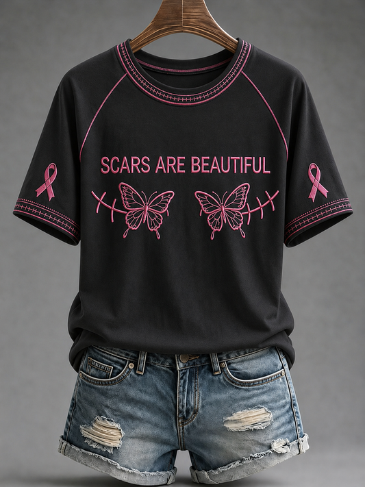 Les cicatrices des femmes sont belles col rond à manches courtes T-shirt