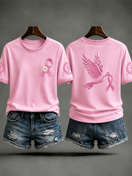T-shirt décontracté de prévention et de sensibilisation au cancer du sein chez la femme