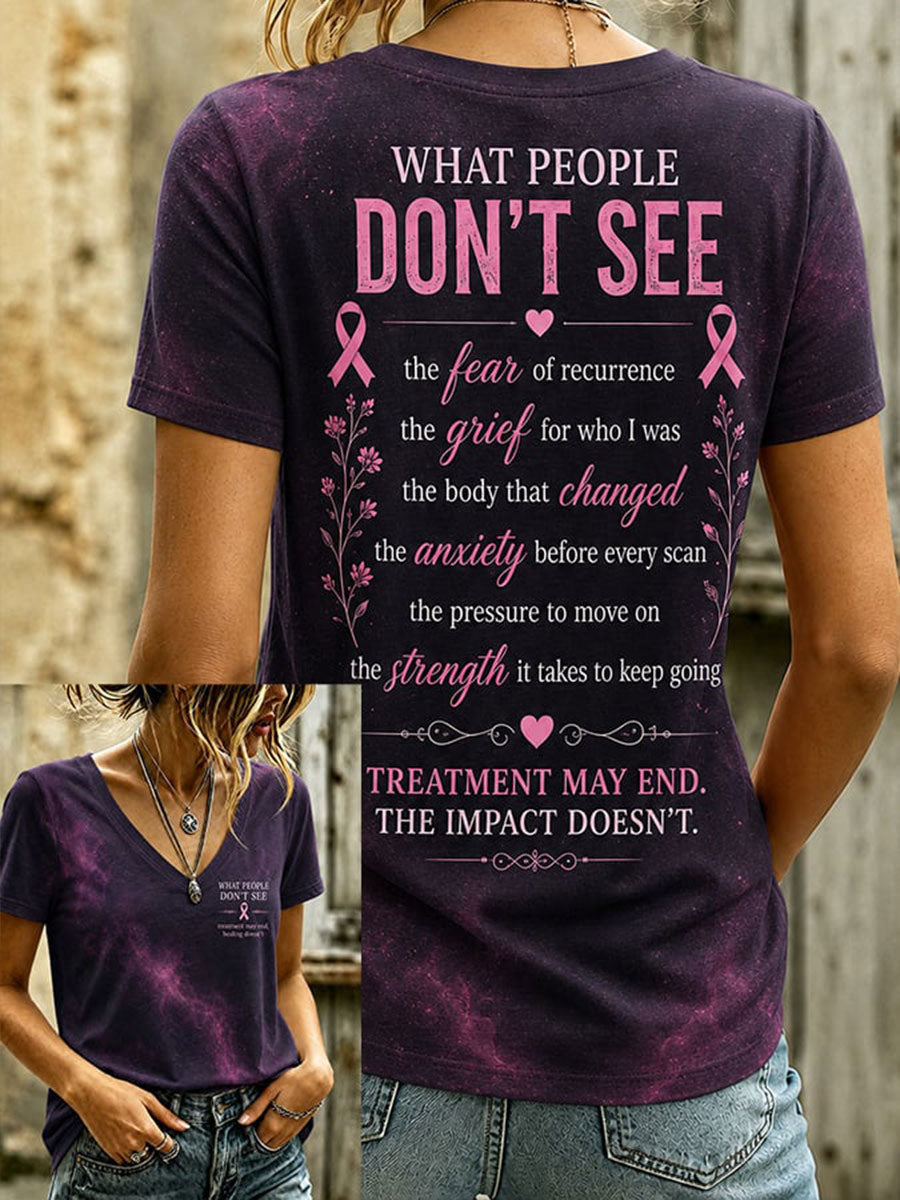 T-shirt décontracté graphique de sensibilisation au cancer du sein pour femmes