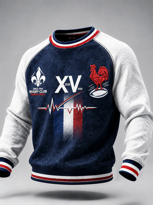 Sweat-shirt décontracté pour homme, motif coq français, collection automne rugby