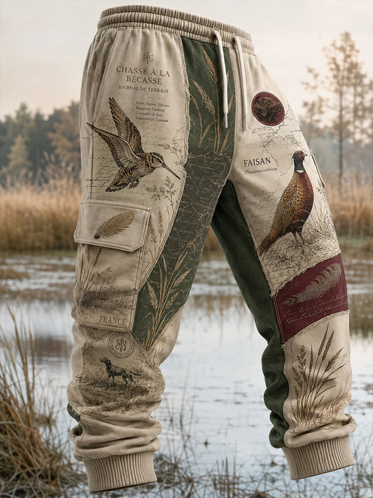 Pantalons de survêtement décontractés pour homme, imprimé chasse à la française