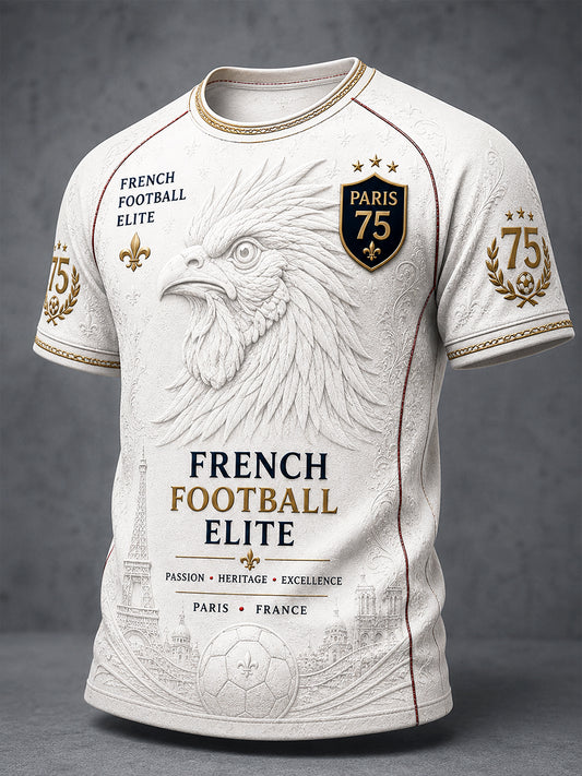 T-shirt Décontracté Homme Blanc Français Ligue 1 Paris Saint-Germain Football Club Imprimé