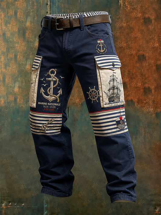 Pantalon de travail décontracté bleu marine pour homme