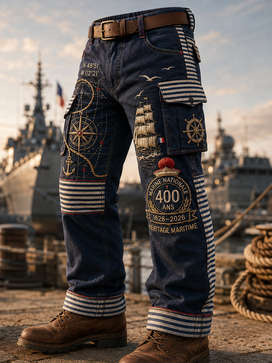 Pantalon de travail décontracté bleu marine pour homme