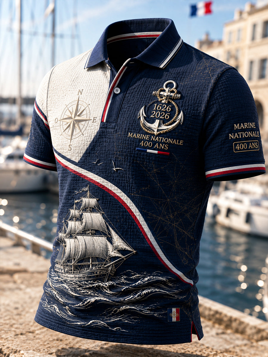 Chemise à manches courtes bleu marine pour homme