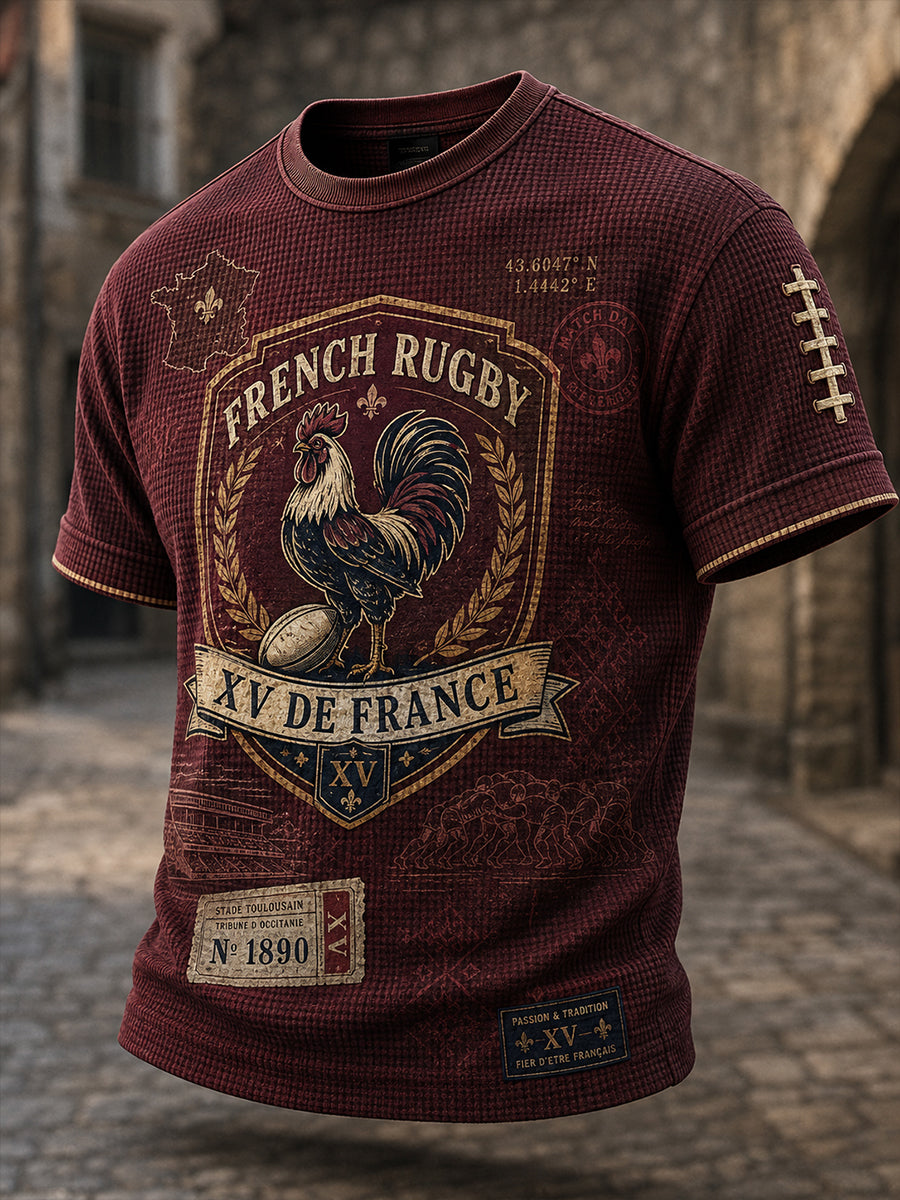 T-shirt manches courtes de rugby français pour hommes