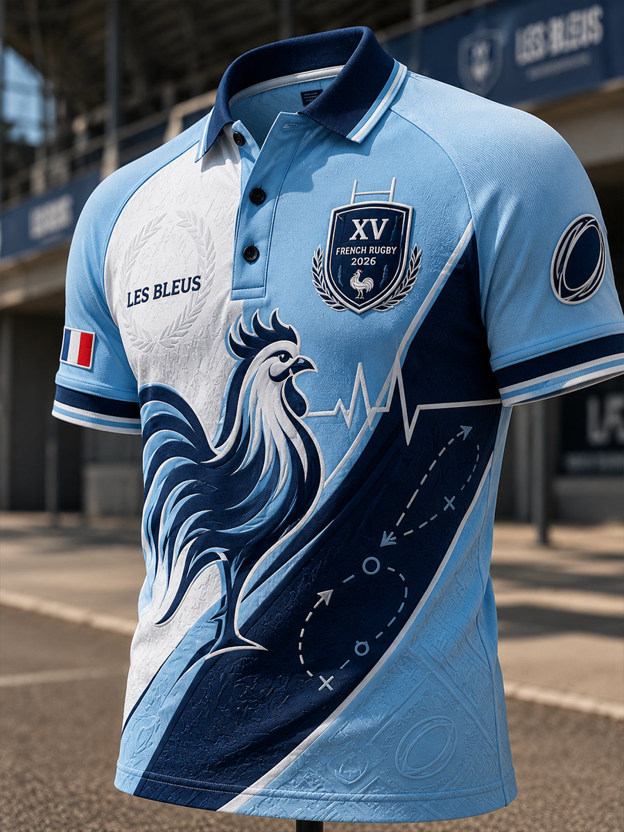 T-shirt manches courtes de rugby français pour hommes