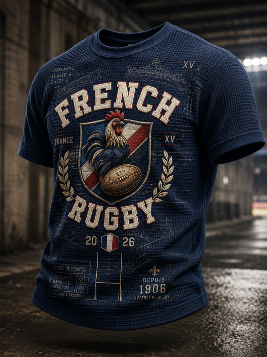 T-shirt manches courtes de rugby français pour hommes