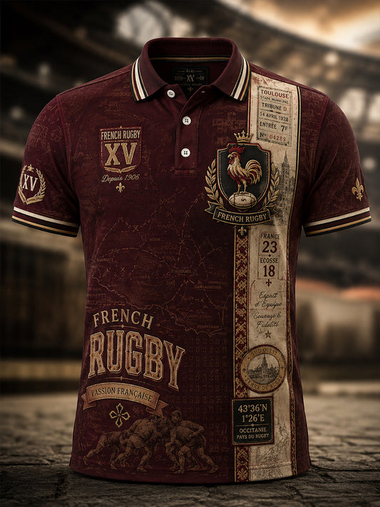 T-shirt manches courtes de rugby français pour hommes