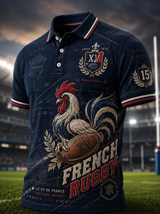 T-shirt manches courtes de rugby français pour hommes