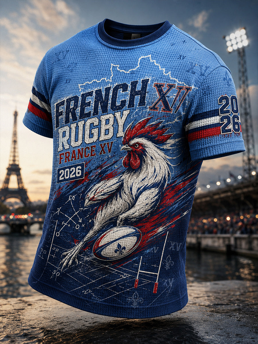 T-shirt manches courtes de rugby français pour hommes