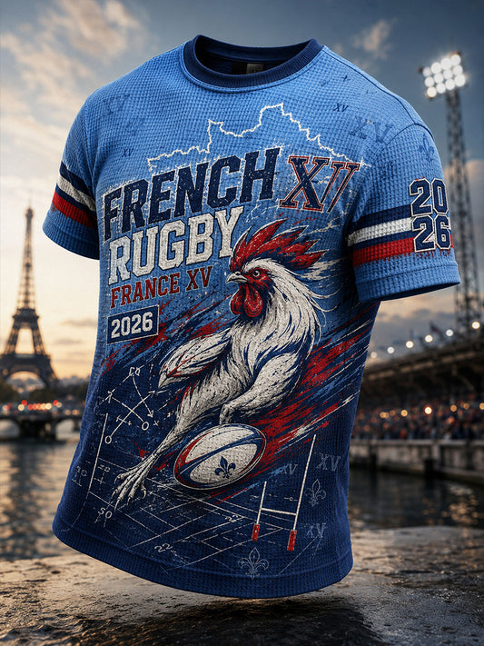 T-shirt manches courtes de rugby français pour hommes