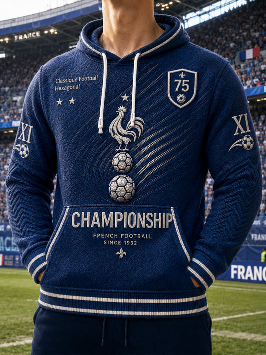 Sweat-shirt à capuche décontracté pour homme, bleu foncé, imprimé du Paris Saint-Germain, Ligue 1 française
