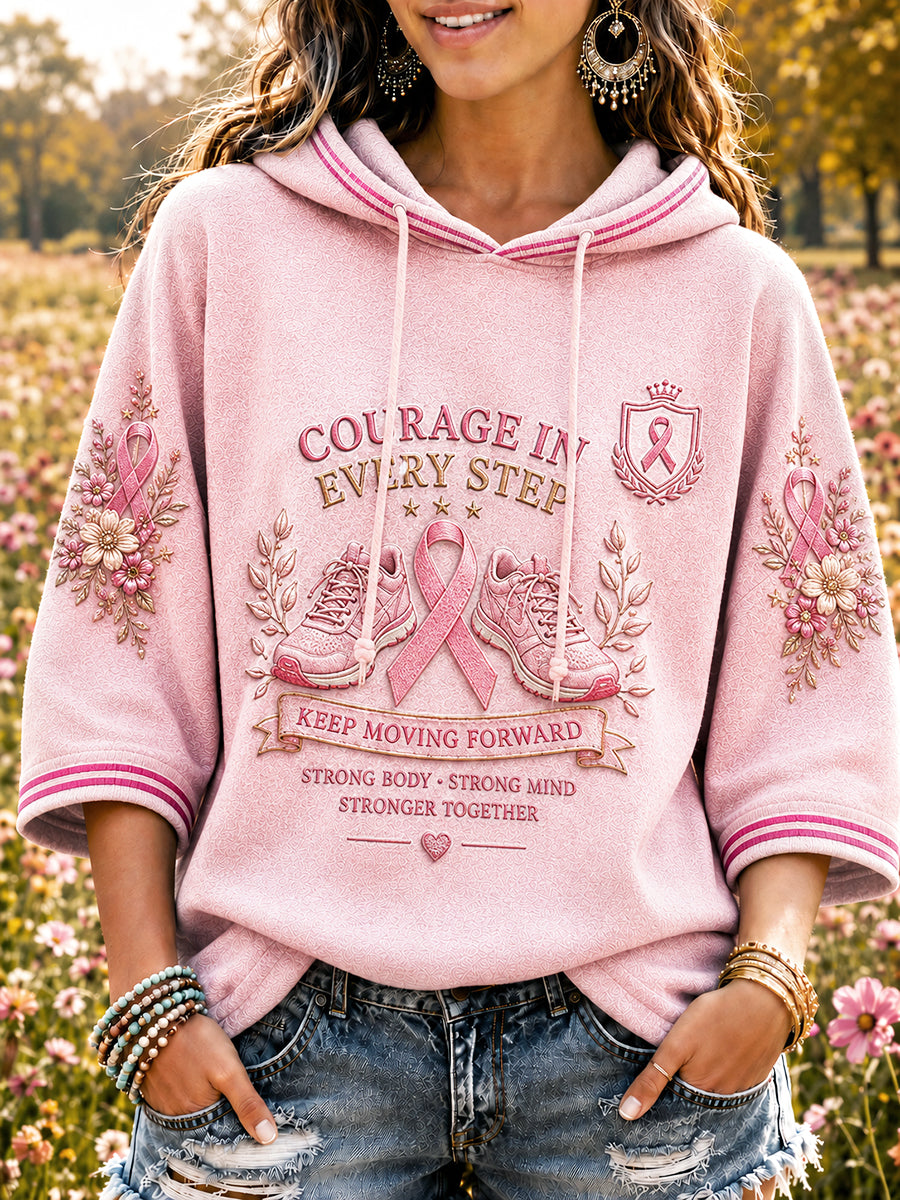 Women's Breast Cancer Awareness Imprimé Sweat à capuche décontracté