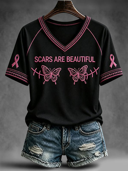 Les cicatrices des femmes sont Beautful T-shirt à col en V