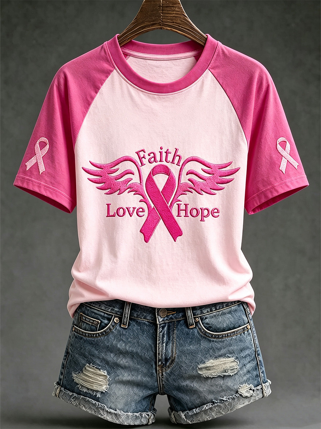 T-shirt décontracté à manches courtes sur le thème du cancer du sein chez la femme