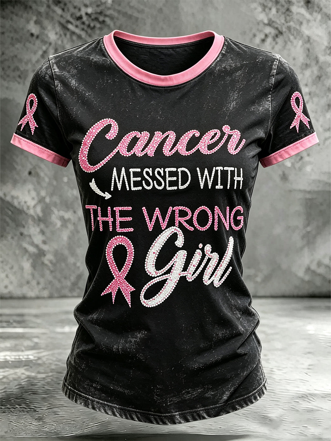 T-shirt décontracté à manches courtes sur le thème du cancer du sein chez la femme