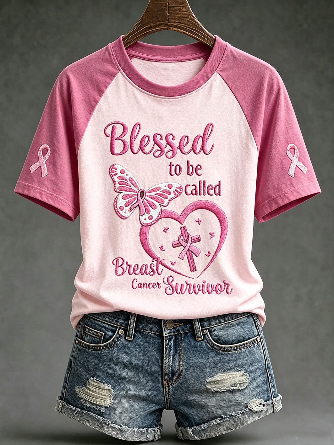 T-shirt décontracté à manches courtes sur le thème du cancer du sein chez la femme