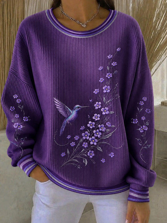 Sweat-shirt à imprimé fleuri sur la maladie d’Alzheimer chez les femmes