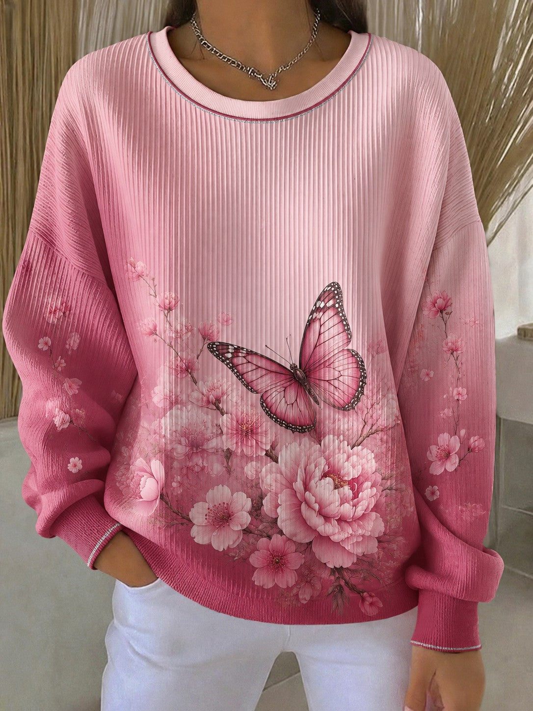 Femmes Cancer Du Sein Fleurs Imprimé Sweatshirt