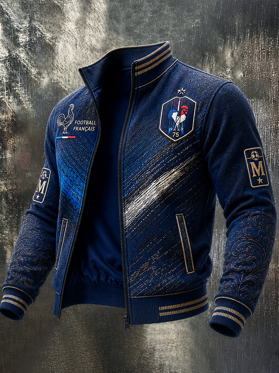 Blouson Décontracté Pour Homme French Ligue 1 Marseille Football Bleu Foncé