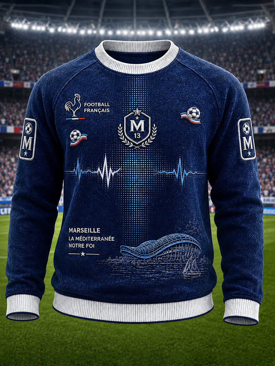 Sweatshirt Décontracté Homme Bleu Foncé French Ligue 1 Marseille Football