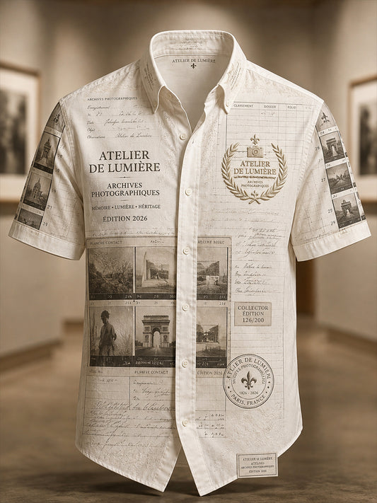 T-shirt manches courtes pour homme de France, imprimé «Bicentenaire de la photographie»