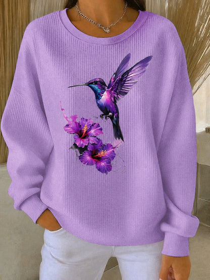 Sweat-shirt Décontracté Femme Violet Imprimé Art