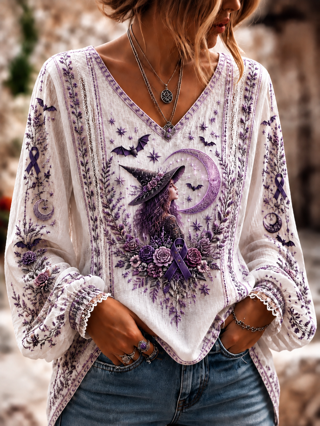 Chemise en coton-lin de sensibilisation à la maladie d’Alzheimer chez les femmes