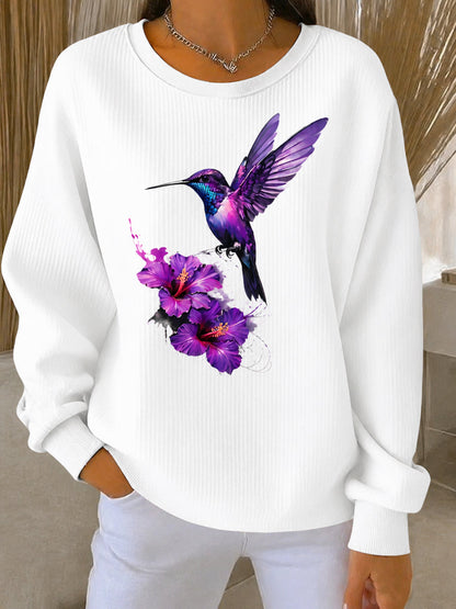 Sweat-shirt Décontracté Femme Violet Imprimé Art