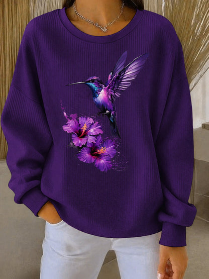 Sweat-shirt Décontracté Femme Violet Imprimé Art