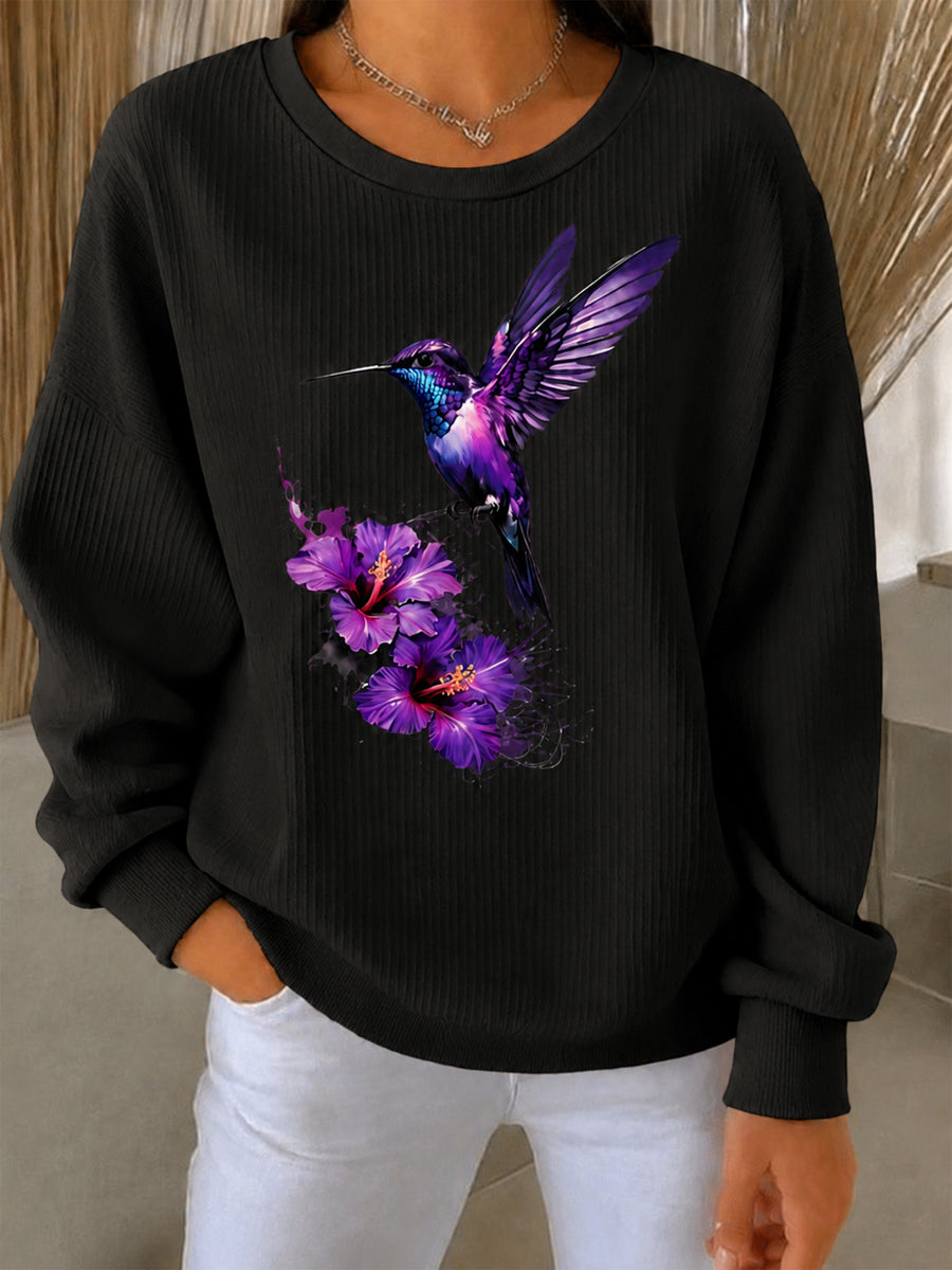 Sweat-shirt Décontracté Femme Violet Imprimé Art