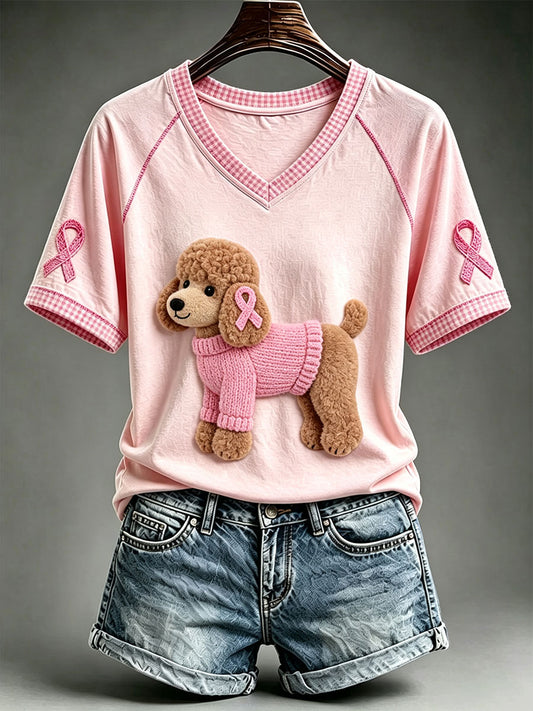 T-shirt mignon pour femmes avec motif caniche