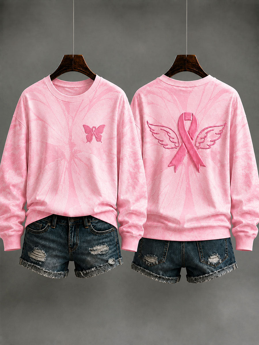 Sweat-shirt classique pour la prévention du cancer du sein, motif animalier pour femme