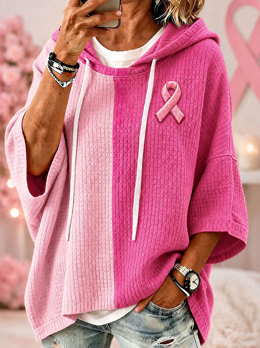 Femmes de sensibilisation au cancer du sein rose Colorblock Hoodies
