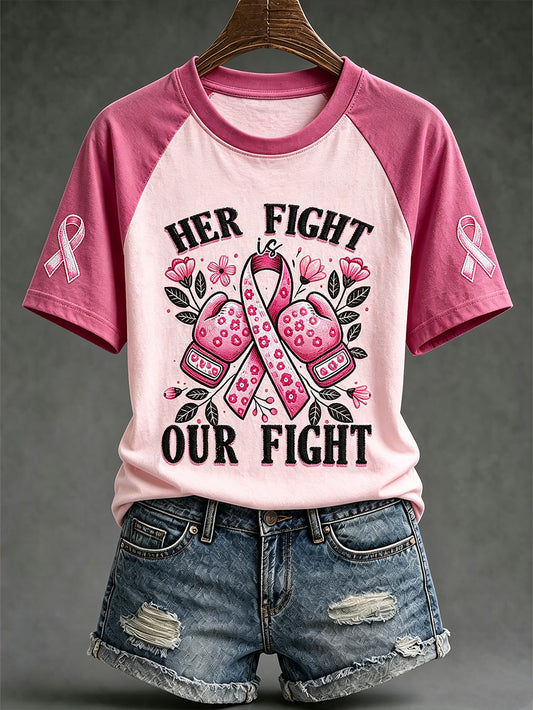 T-shirt décontracté à manches courtes sur le thème du cancer du sein chez la femme