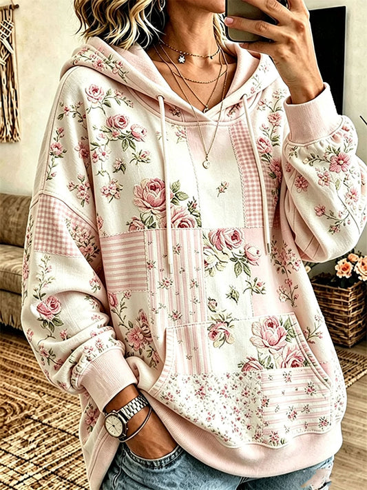 Sweat à capuche aux fleurs de sensibilisation au cancer du sein chez la femme