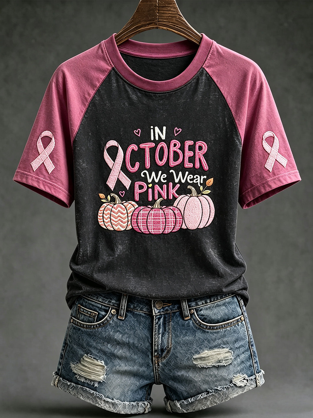 T-shirt décontracté à manches courtes sur le thème du cancer du sein chez la femme