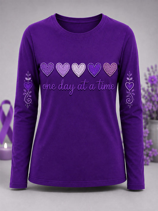 T-shirt à manches longues pour femme Alzheimer's Awareness Support Print