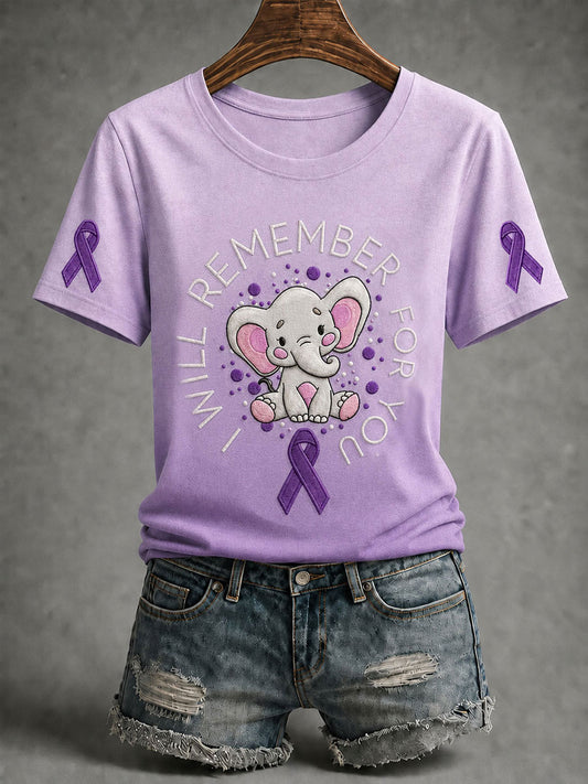 T-shirt à manches courtes Elephant Alzheimer Femme