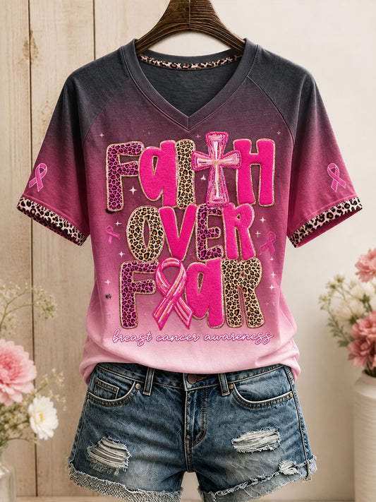 T-shirt imprimé d’art de sensibilisation au cancer du sein chez la femme