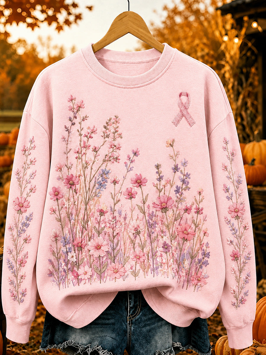 Sweat-shirt confortable à imprimé floral vintage pour femme