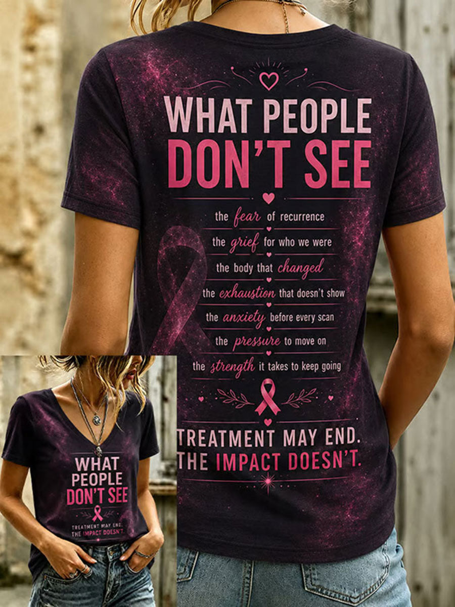 T-shirt décontracté à motif de sensibilisation au cancer du sein chez la femme