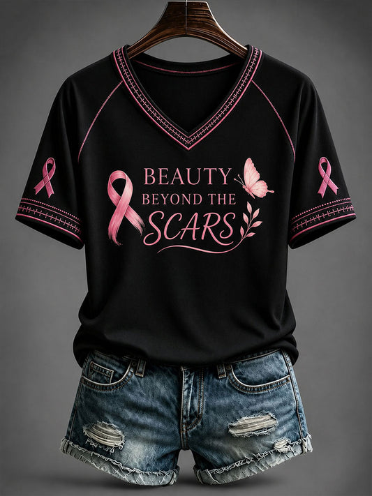 T-shirt à col en V Beauty Beyond The Scars Femme