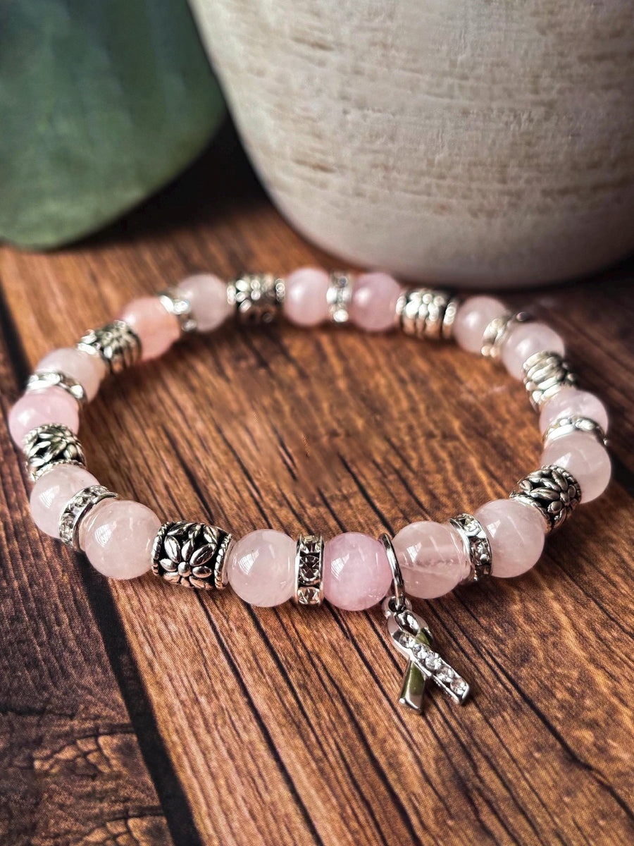 Sensibilisation au cancer du sein inspiré Bracelet de perles