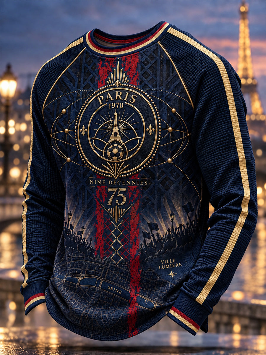 T-shirt manches longues en côte à côtes pour hommes, Paris Saint-Germain